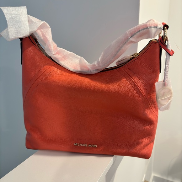 Michael Kors Aria Large Shoulder Bag Pink Grapefruit NWT - Picture 9 of 9